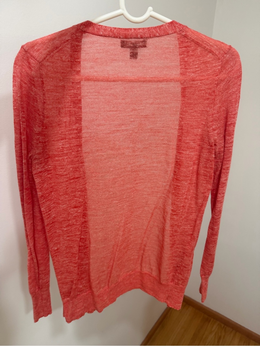 J. Crew Lightweight Coral-Red Open Cardigan